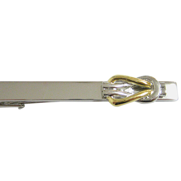 Gold and Silver Toned Knot Square Tie Clip - Picture 1 of 2